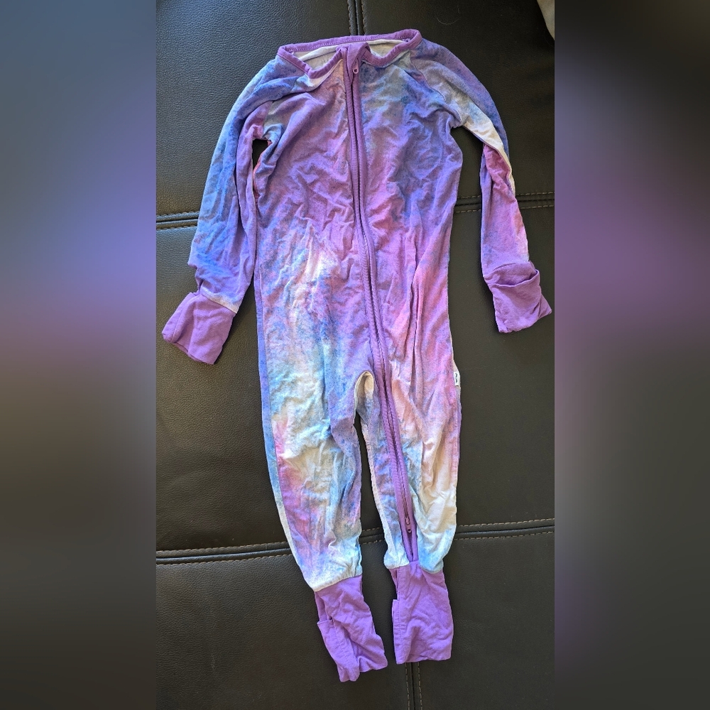 Little Sleepies Kids Purple Tie-Dye One-Piece Fold Over Pajama 6-12m